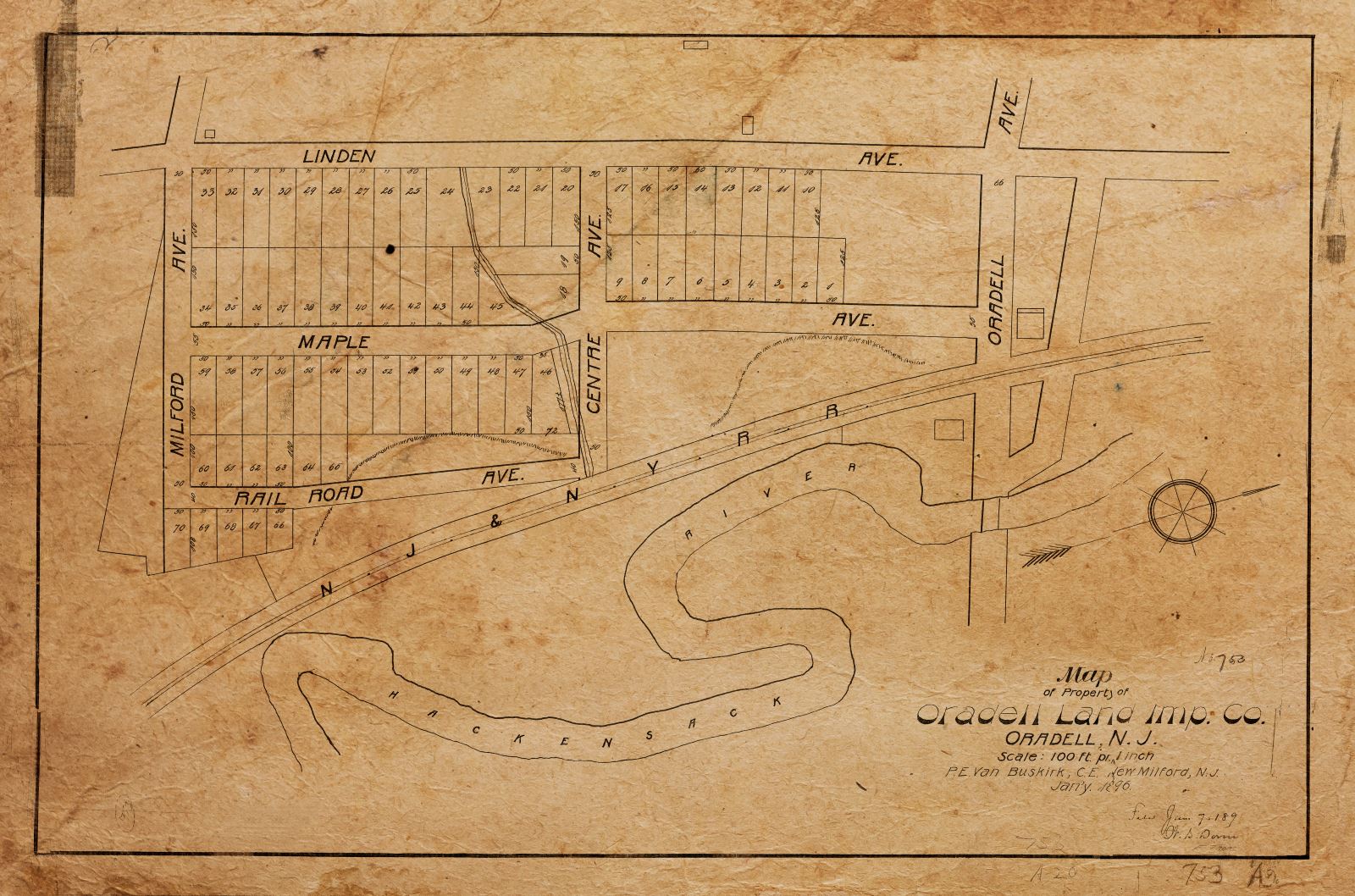 oradell map milford and linden ave 1896